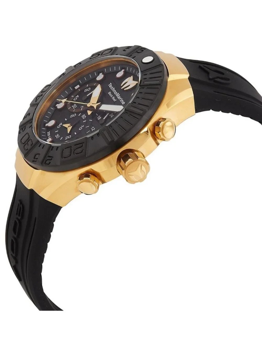 NWT Technomarine Reef Black Chronograph GMT Quartz Black Dial Men's Watch